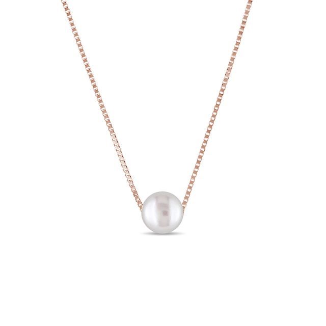 COLLIER D'OR ROSE AVEC PERLE D'EAU DOUCE - PENDENTIFS EN PERLES - PERLES