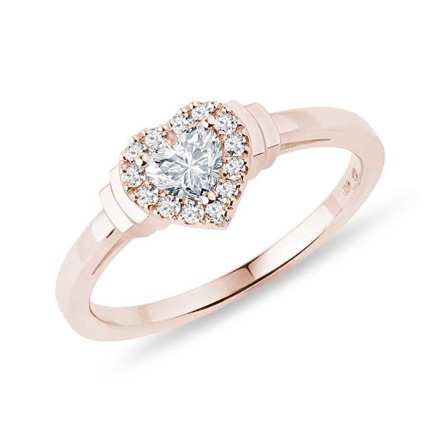 HEART SHAPED DIAMOND ENGAGEMENT RING IN ROSE GOLD - DIAMOND ENGAGEMENT RINGS - ENGAGEMENT RINGS