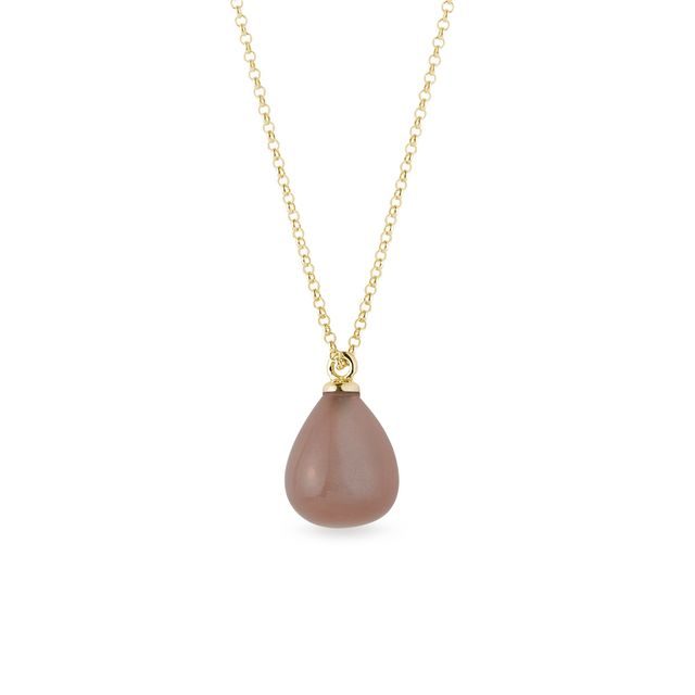 BROWN MOONSTONE NECKLACE IN YELLOW GOLD - SEASONS COLLECTION - KLENOTA COLLECTIONS