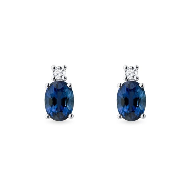 SAPPHIRE AND DIAMOND EARRINGS IN WHITE GOLD - SAPPHIRE EARRINGS - EARRINGS