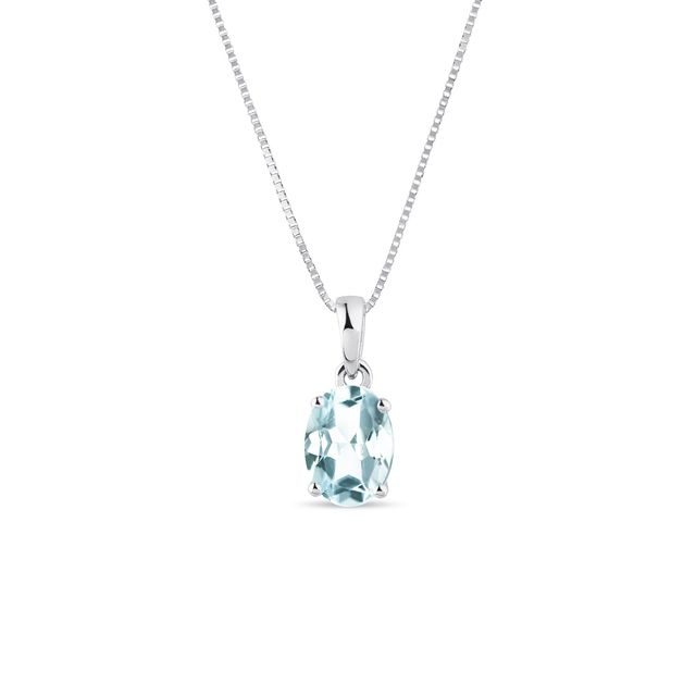 OVAL TOPAZ NECKLACE IN 14K WHITE GOLD - TOPAZ NECKLACES - NECKLACES