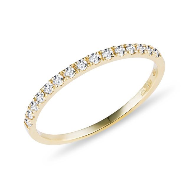 BAGUE MINIMALISTE D'OR JAUNE AVEC DIAMANTS - ALLIANCES DE MARIAGE FEMMES - ALLIANCES DE MARIAGE