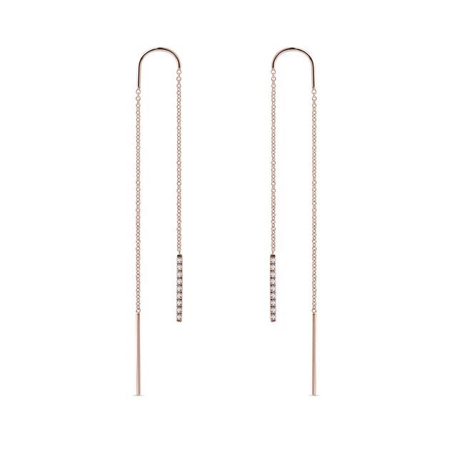 DIAMOND BAR THREADER EARRINGS IN ROSE GOLD - DIAMOND EARRINGS - EARRINGS