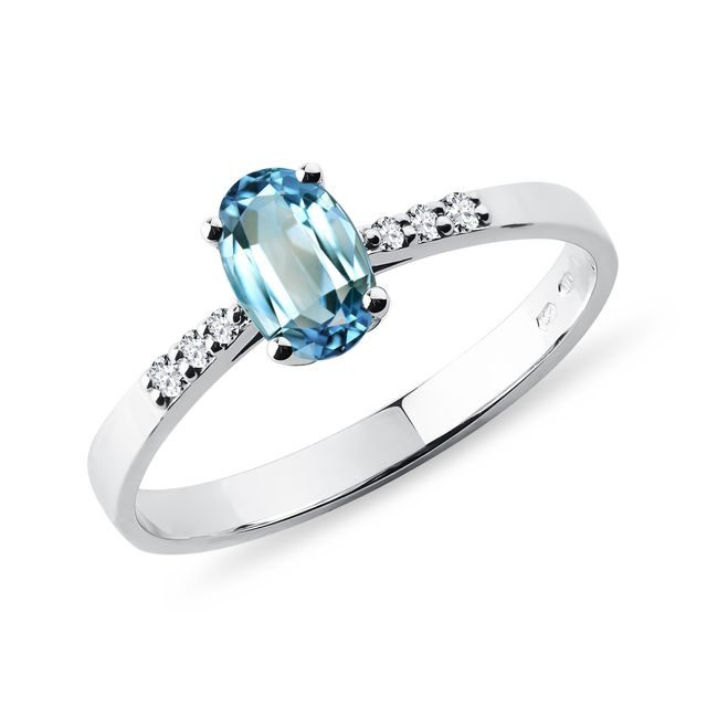 TOPAZ AND DIAMOND RING IN WHITE GOLD - TOPAZ RINGS - RINGS