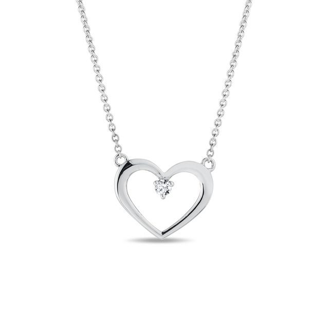 HEART-SHAPED NECKLACE WITH DIAMONDS IN WHITE GOLD - DIAMOND NECKLACES - NECKLACES