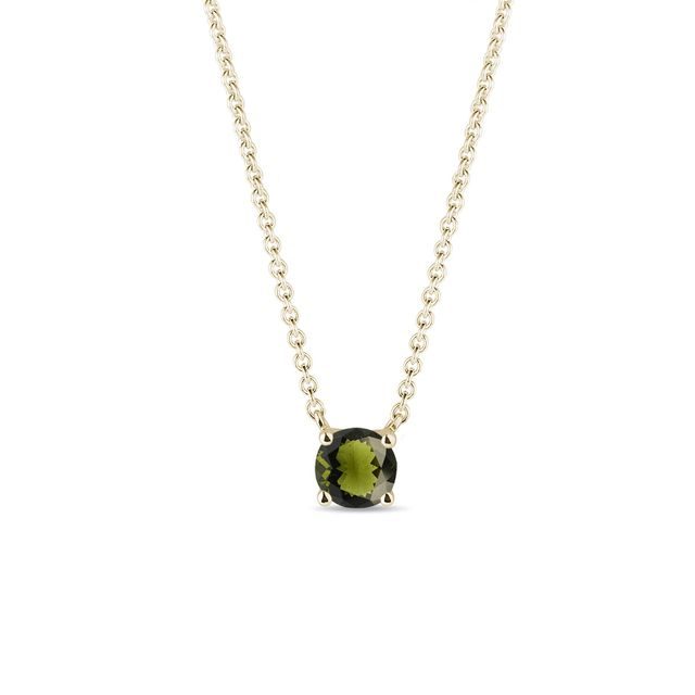 GREEN MOLDAVITE NECKLACE IN YELLOW GOLD - MOLDAVITE NECKLACES - NECKLACES