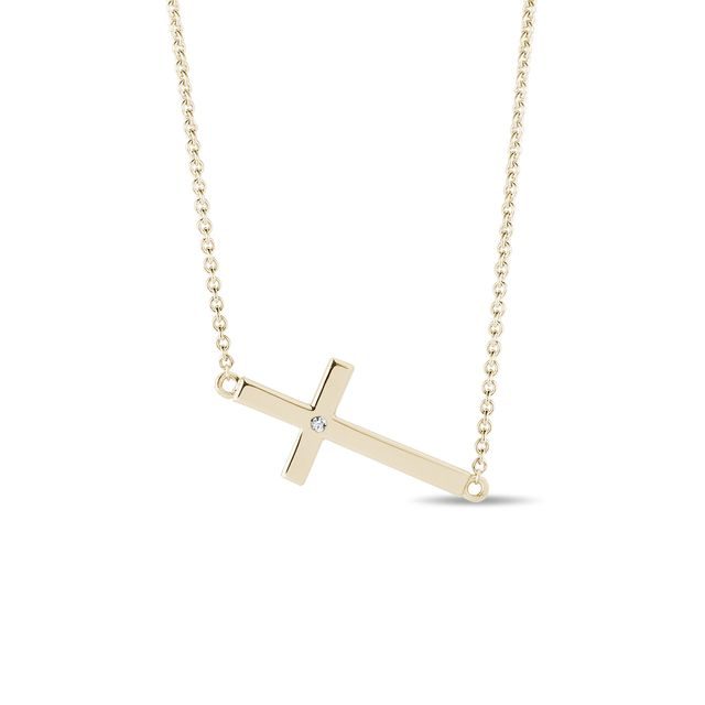 CROSS PENDANT NECKLACE IN YELLOW GOLD - DIAMOND NECKLACES - NECKLACES