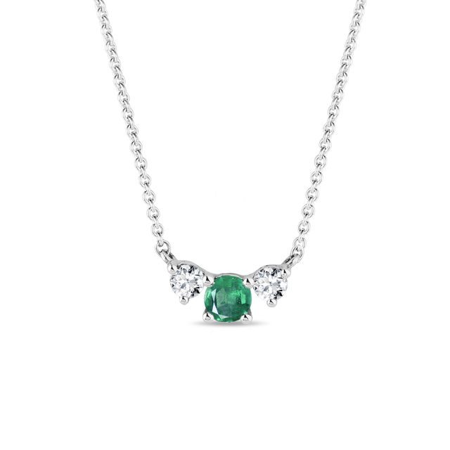 COLLIER EN OR AVEC DIAMANTS ET ÉMERAUDE CENTRALE - COLLIERS AVEC ÉMERAUDE - COLLIERS