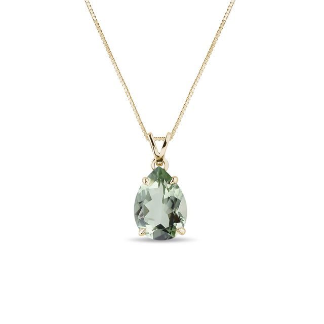 GREEN AMETHYST PENDANT IN 14KT GOLD - AMETHYST NECKLACES - NECKLACES