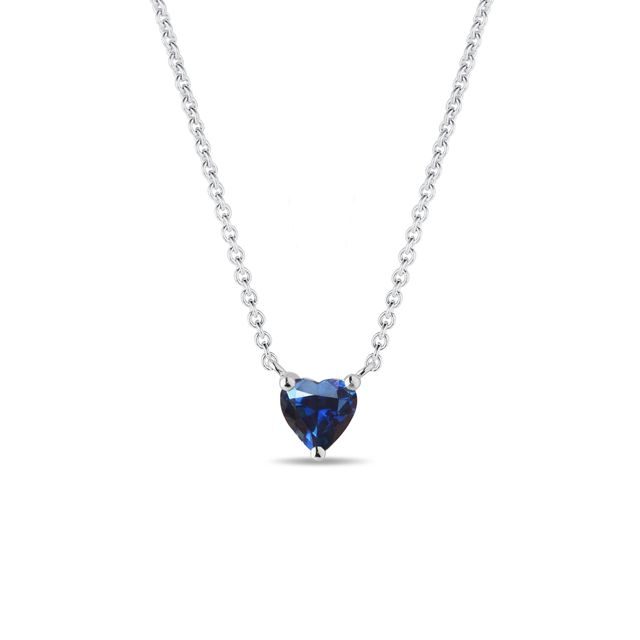 HEART SHAPED SAPPHIRE NECKLACE IN WHITE GOLD - SAPPHIRE NECKLACES - NECKLACES