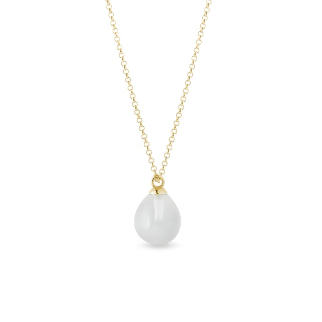 WHITE MOONSTONE NECKLACE IN YELLOW GOLD - SEASONS COLLECTION - KLENOTA COLLECTIONS