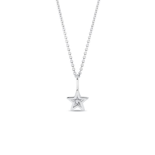DIAMOND STAR PENDANT WITH DIAMONDS IN WHITE GOLD - DIAMOND NECKLACES - NECKLACES