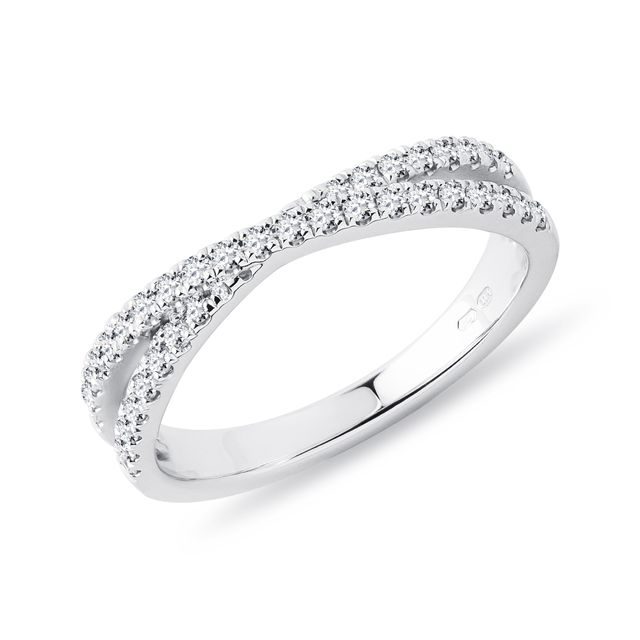 WHITE GOLD DIAMOND CROSSOVER WEDDING RING - WOMEN'S WEDDING RINGS - WEDDING RINGS