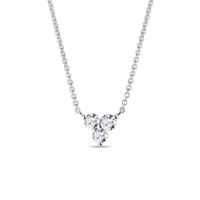 COLLIER D'OR BLANC AVEC TRIO DE DIAMANTS - COLLIERS AVEC DIAMANTS - COLLIERS