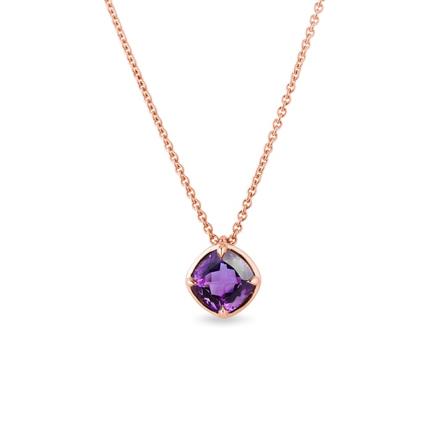 NECKLACE WITH AMETHYST IN ROSE GOLD - AMETHYST NECKLACES - NECKLACES