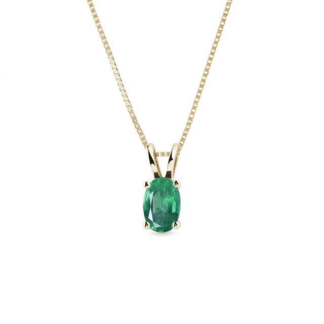 OVAL CUT EMERALD NECKLACE IN YELLOW GOLD - EMERALD NECKLACES - NECKLACES