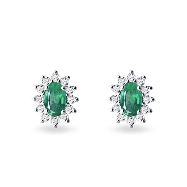 EARRINGS IN WHITE GOLD WITH DIAMONDS AND EMERALDS - EMERALD EARRINGS - EARRINGS