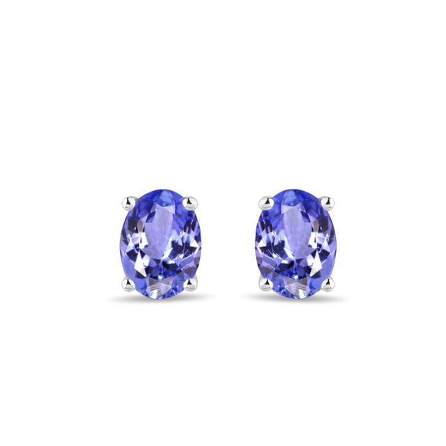 EARRINGS WITH OVAL TANZANITES IN WHITE GOLD - TANZANITE EARRINGS - EARRINGS