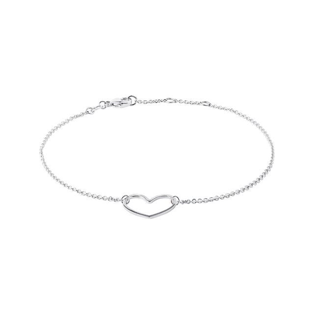 BRACELET WITH HEART IN WHITE GOLD - WHITE GOLD BRACELETS - BRACELETS