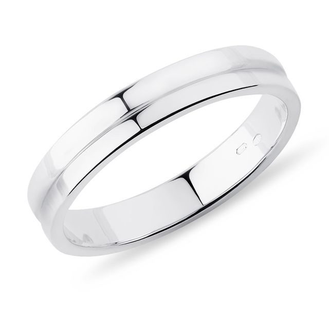 MEN'S WEDDING RING IN WHITE GOLD WITH SINGLE ENGRAVED LINE - RINGS FOR HIM - WEDDING RINGS