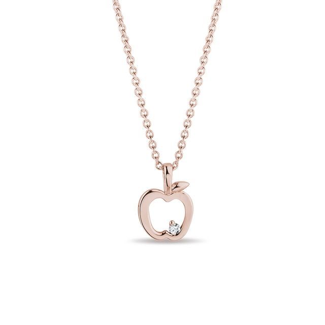APPLE NECKLACE IN 14K ROSE GOLD - DIAMOND NECKLACES - NECKLACES