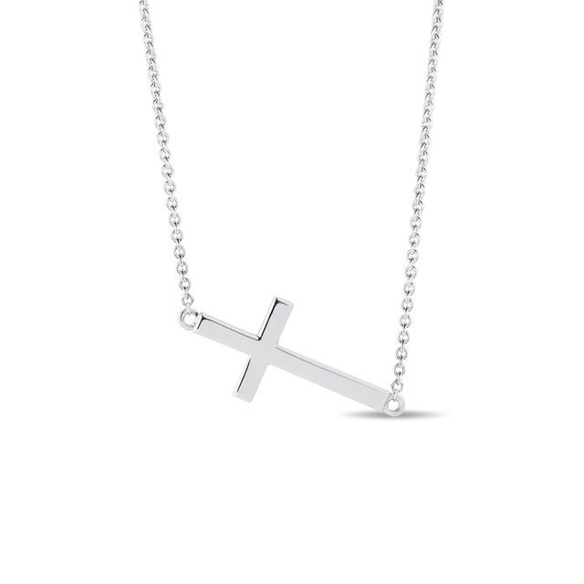 CROSS NECKLACE IN WHITE GOLD - WHITE GOLD NECKLACES - NECKLACES