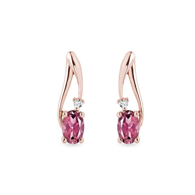 TOURMALINE AND DIAMOND EARRINGS IN ROSE GOLD - TOURMALINE EARRINGS - EARRINGS