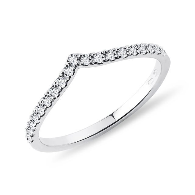 BAGUE CHEVRON EN OR BLANC AVEC DIAMANTS - ALLIANCES DE MARIAGE FEMMES - ALLIANCES DE MARIAGE