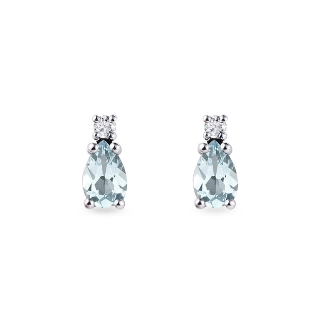 AQUAMARINE AND DIAMOND EARRINGS IN WHITE GOLD - AQUAMARINE EARRINGS - EARRINGS