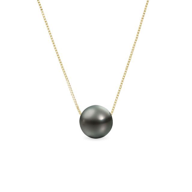 TAHITIAN PEARL NECKLACE IN YELLOW GOLD - PEARL PENDANTS - PEARL JEWELRY
