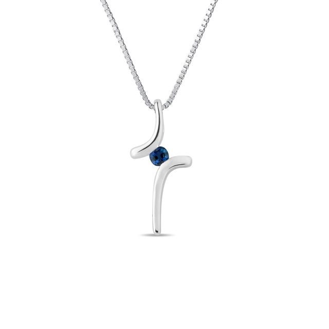 BLUE SAPPHIRE CROSS PENDANT IN WHITE GOLD - SAPPHIRE NECKLACES - NECKLACES