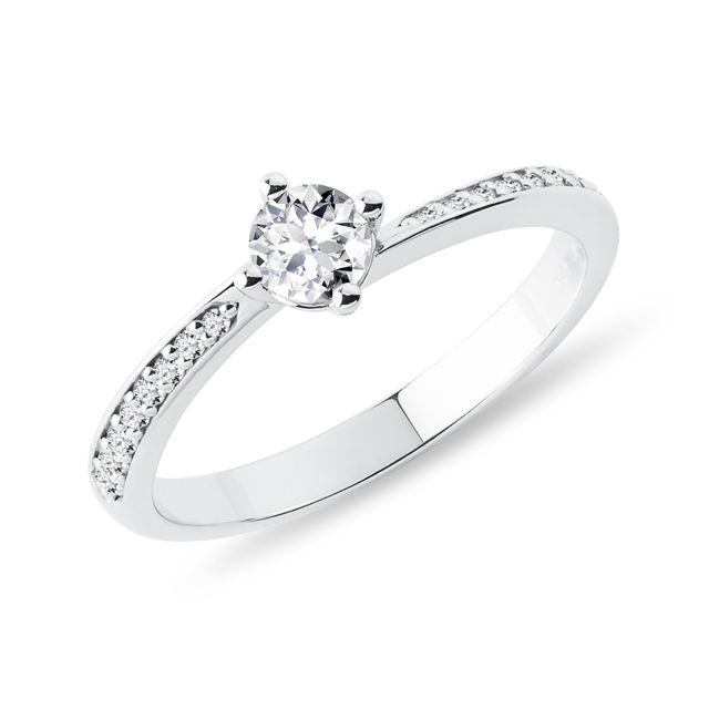 ENGAGEMENT RING WITH BRILLIANTS IN WHITE 14K GOLD - DIAMOND ENGAGEMENT RINGS - ENGAGEMENT RINGS