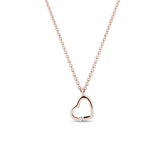 DIAMOND HEART PENDANT IN PINK GOLD - DIAMOND NECKLACES - NECKLACES