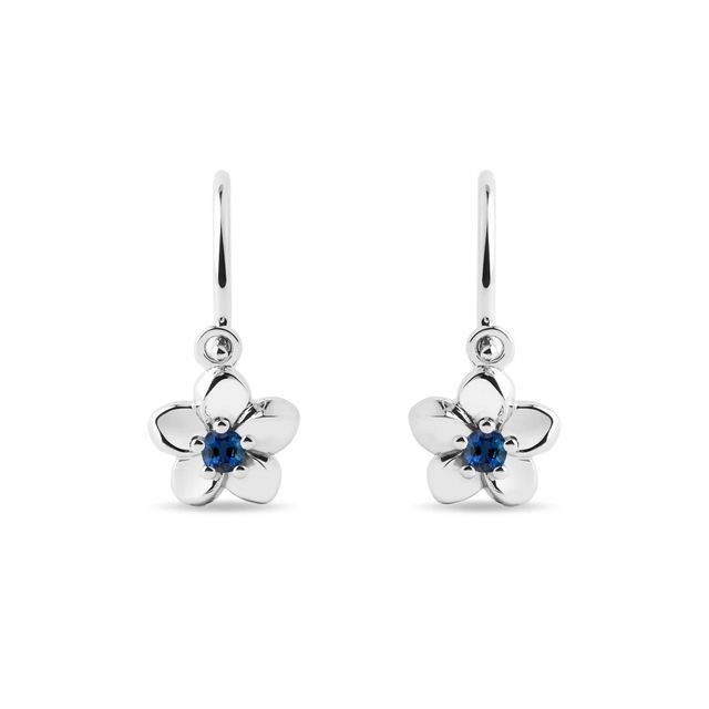 CHILDREN'S SAPPHIRE FLOWER EARRINGS IN WHITE GOLD - CHILDREN'S EARRINGS - EARRINGS