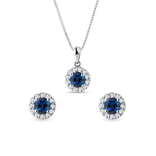 SAPPHIRE JEWELRY SET IN WHITE GOLD - JEWELRY SETS - FINE JEWELRY