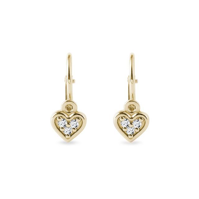 HEART-SHAPED CHILDREN'S EARRINGS WITH DIAMONDS IN GOLD - CHILDREN'S EARRINGS - EARRINGS