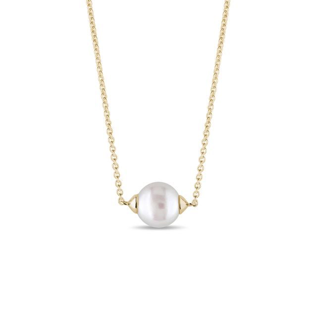 FRESHWATER PEARL NECKLACE IN 14K YELLOW GOLD - PEARL PENDANTS - PEARL JEWELRY