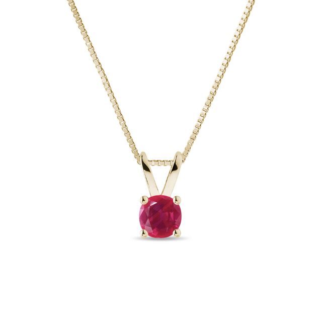 ROUND RUBY PENDANT IN GOLD - RUBY NECKLACES - NECKLACES