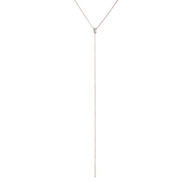 LONG MOISSANITE NECKLACE IN ROSE GOLD - ROSE GOLD NECKLACES - NECKLACES