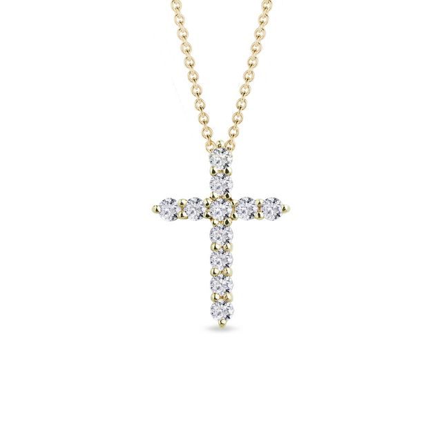 DIAMOND PENDANT CROSS IN YELLOW GOLD - DIAMOND NECKLACES - NECKLACES