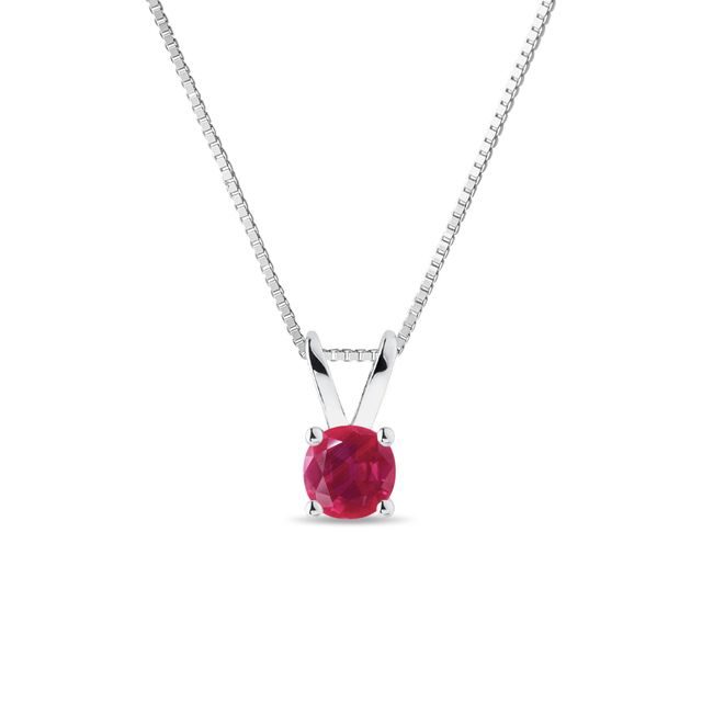 RUBY PENDANT IN WHITE GOLD - RUBY NECKLACES - NECKLACES