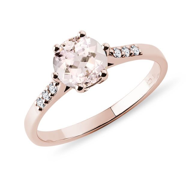 VERLOBUNGSRING AUS ROSÉGOLD MIT MORGANIT UND DIAMANTEN - RINGE MORGANIT - RINGE