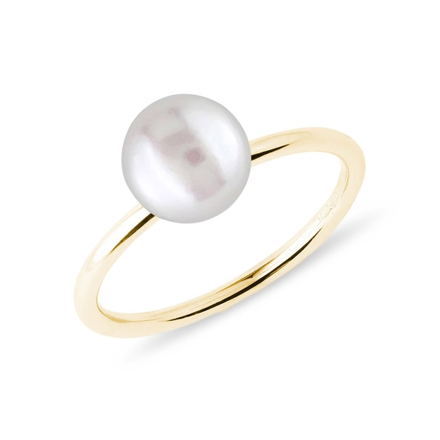 GOLD RING WITH FRESHWATER PEARL - PEARL RINGS - PEARL JEWELRY