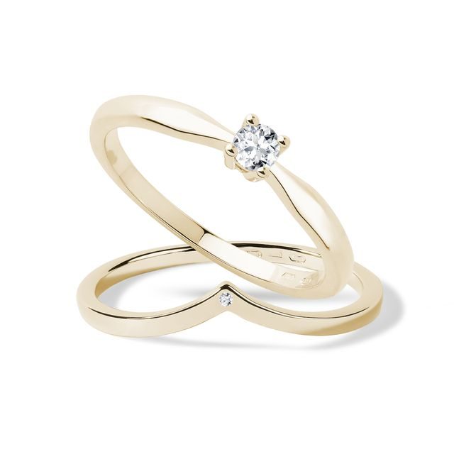 MINIMAL YELLOW GOLD AND DIAMOND BRIDAL SET - ENGAGEMENT AND BRIDAL RING SETS - ENGAGEMENT RINGS