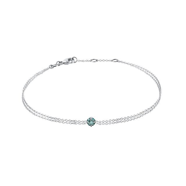 BLUE DIAMOND DOUBLE CHAIN BRACELET IN WHITE GOLD - DIAMOND BRACELETS - BRACELETS