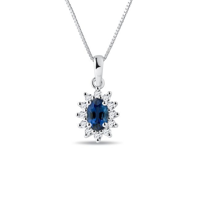 SAPPHIRE NECKLACE WITH DIAMONDS IN WHITE GOLD - SAPPHIRE NECKLACES - NECKLACES