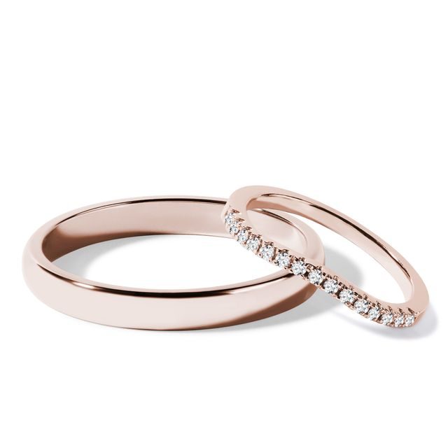 CLASSIC ROSE GOLD WEDDING RING SET WITH DIAMONDS - ROSE GOLD WEDDING SETS - WEDDING RINGS