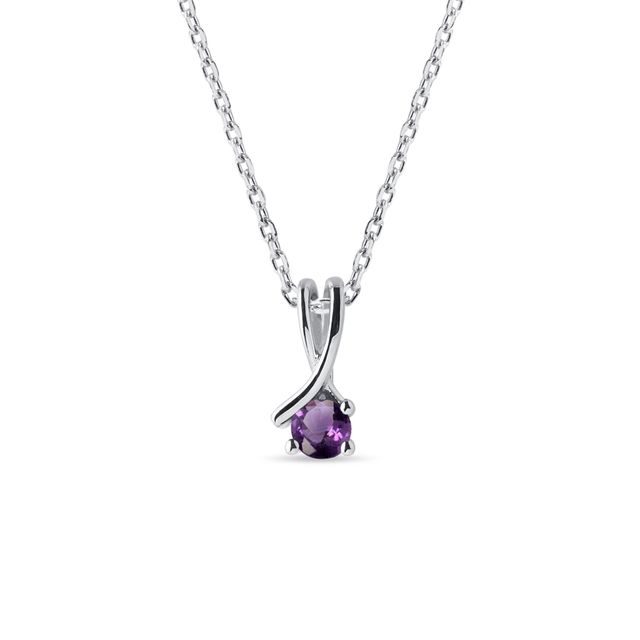 AMETHYST RIBBON NECKLACE IN WHITE GOLD - AMETHYST NECKLACES - NECKLACES