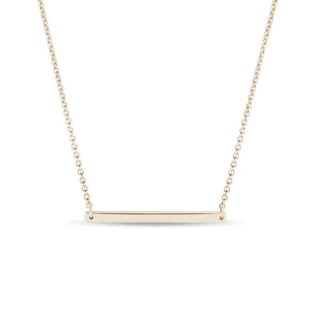 GOLD NECKLACE WITH A SMOOTH HORIZONTAL BAR - YELLOW GOLD NECKLACES - NECKLACES