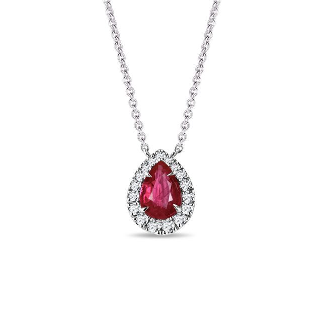 ELEGANT DIAMOND NECKLACE WITH RUBY ​​IN WHITE GOLD - RUBY NECKLACES - NECKLACES